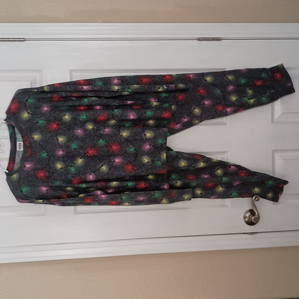 Pink Victoria's Secret Cozy Sleepwear PJ Set Holiday String Lights b580
